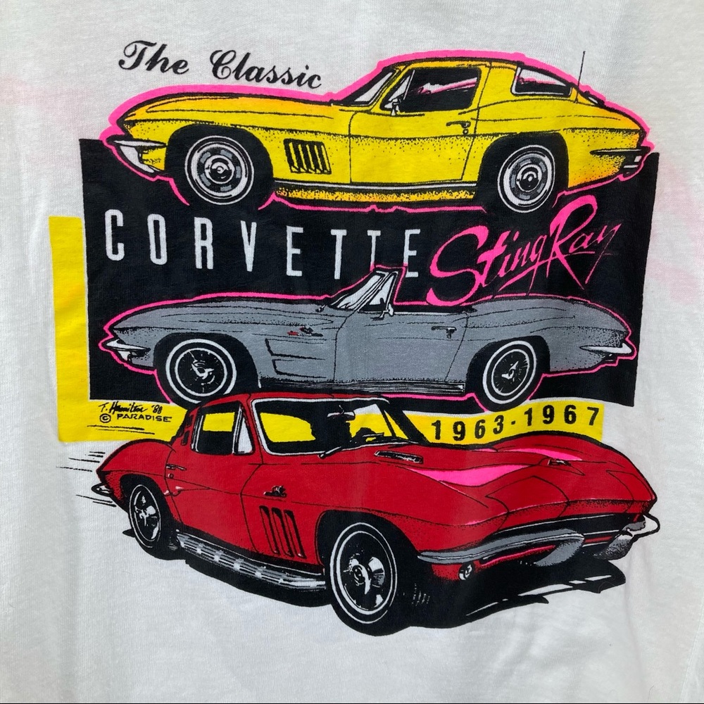 VINTAGE 1988 Single Stitch Corvette Stingray Graphic Front/Back T-shirt